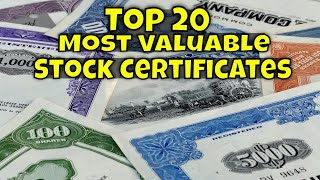 Top 20 Most Valuable Stock Certificates