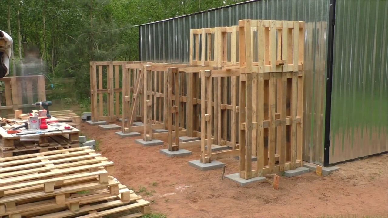 Drewutnia z palet - budowa. Film poklatkowy Timelapse
