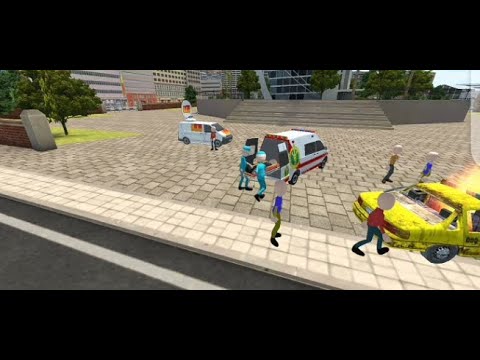 Stickman Emergency Ambulance Rescue - Roof Jumping - Rooftop Stunts -  Android Gameplay