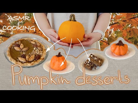 , title : 'Best pumpkin desserts: pumpkin-shaped mini cakes, oatmeal bars, easy pumpkin pie | ASMR cooking'