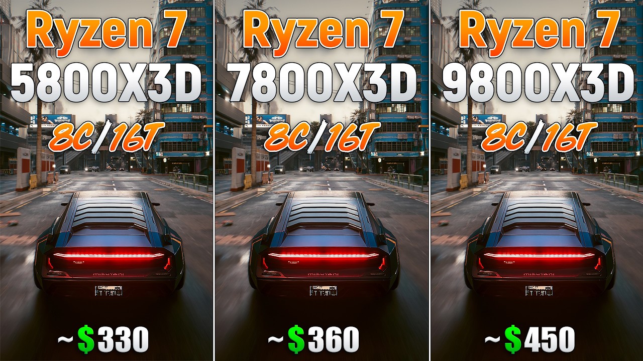 Ryzen 7 5800X3D vs Ryzen 7 7800X3D vs Ryzen 7 9800X3D - Test in 10 Games | 2026