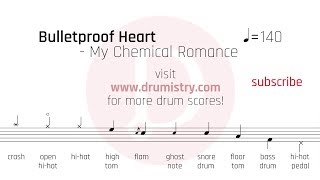 My Chemical Romance - Bulletproof Heart Drum Score