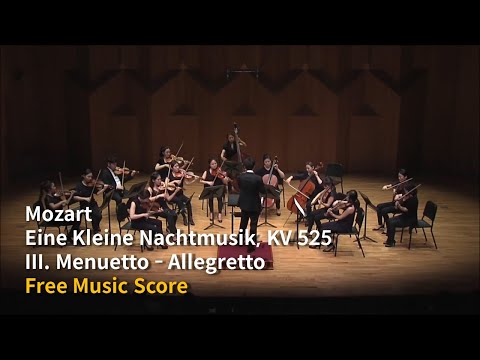 Mozart - Eine Kleine Nachtmusik, KV 525, 3rd mov. Menuetto: Allegretto | Free Music Sheet