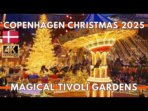 Copenhagen Denmark Magical Christmas Lights 2025 | Tivoli Gardens in 4K
