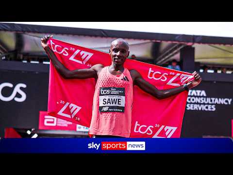 Sabastian Sawe has broken the marathon world record as he wins the London Marathon