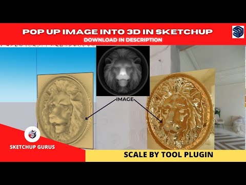 Make ANY 2D Image POP in 3D in sketchup / scale by tool free sketchup plugin