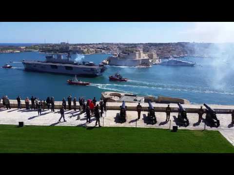 HMS Ocean farewell salute - Malta 12th March 2017