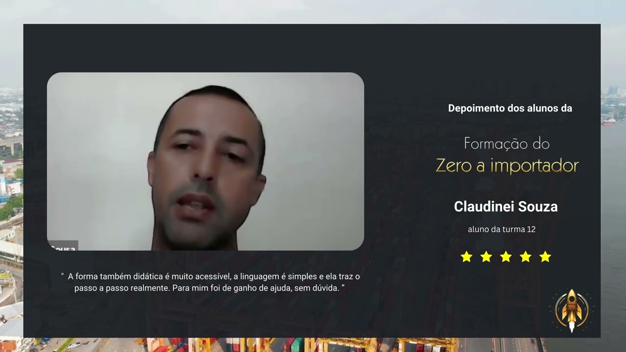 Depoimento aluno Claudinei  - Formação do Zero a Importador com Camila Carvalho - Formação ZI