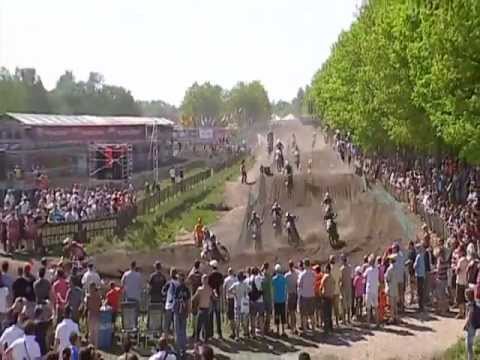Jeffery Herlings crashes hard at The 2011 Valkenswaard GP Motocross race.