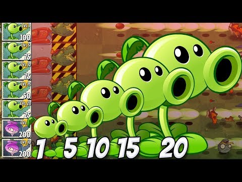 Plants vs Zombies 2 Epic HACK - Peashooter's 5 Level of Comparison!