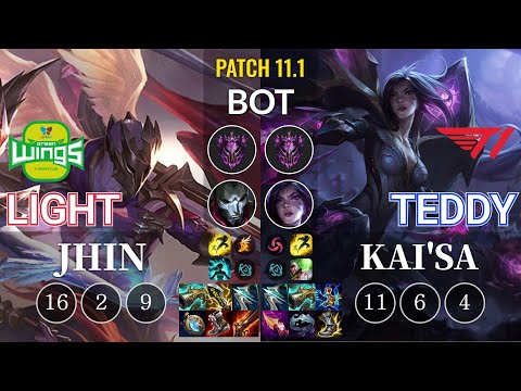JAG Light Jhin vs T1 Teddy Kai'Sa Bot - KR Patch 11.1