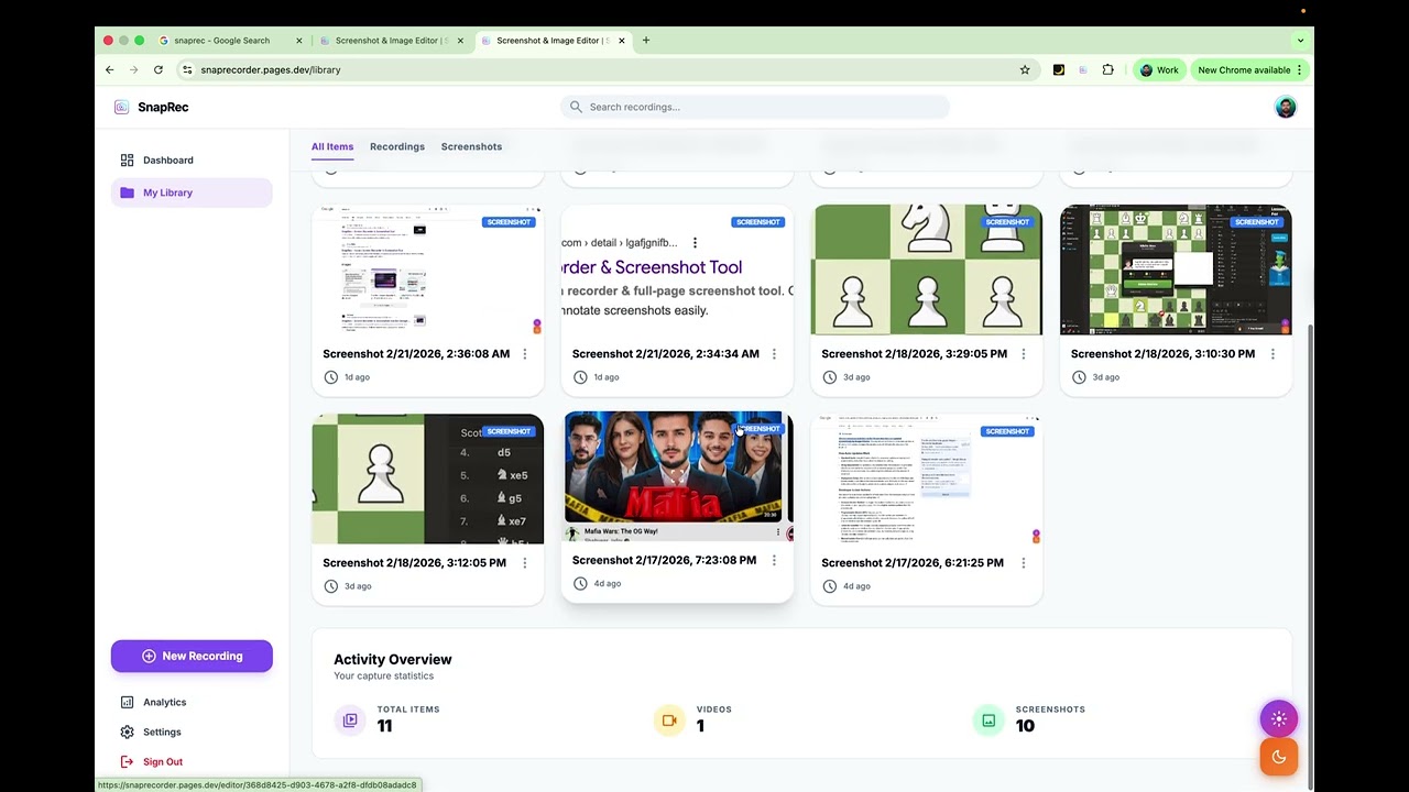 SnapRec demo video — screen recorder and screenshot tool
