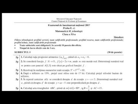 SIMULARE 2017 MATEMATICA clasele XII XI