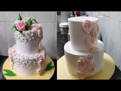 Engagement Cake Design |Two Step Engagement Cake With Fondant Flower |Amazing Engagement Cake