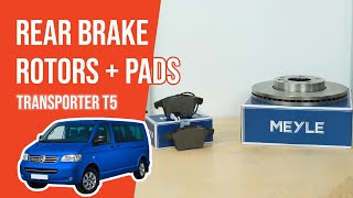 Youtube thumbnail of video "How to replace the rear brake rotors and pads Transporter T5 🚗"