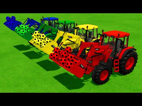 TRANSPORT COLORED FOOTBALL BALLS WITH CLAAS WHEEL LOADER - Farming Simulator 22