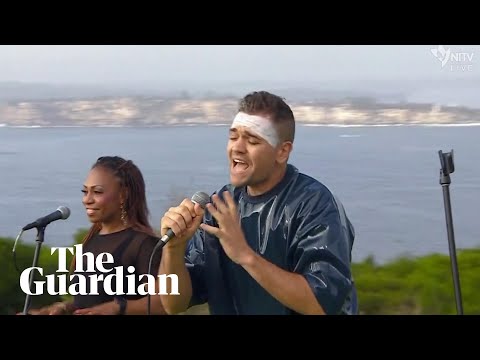 Mitch Tambo performs John Farnham's You’re the Voice in Gamilaraay language