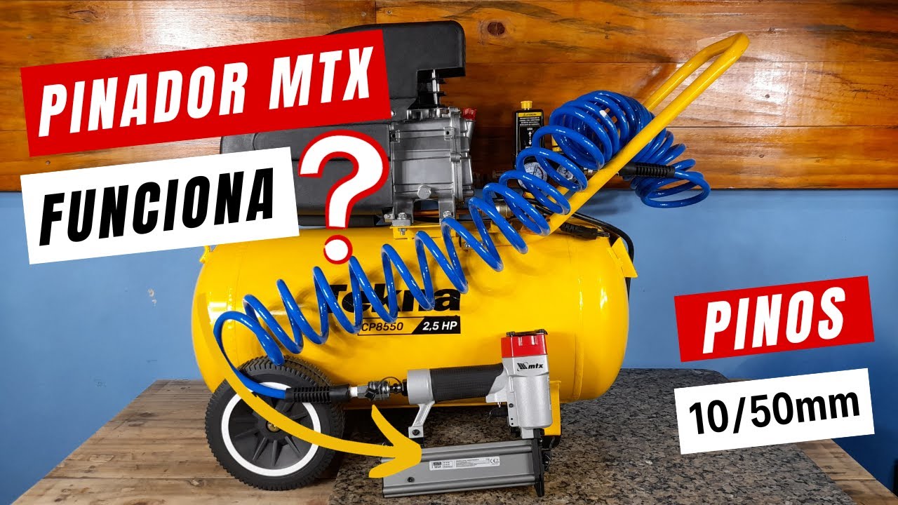 Pinador Pneumático MTX Vale Apena? Teste Pinos de 10/50mm com Compressor Tekna CP8550 2,5 HP 127v
