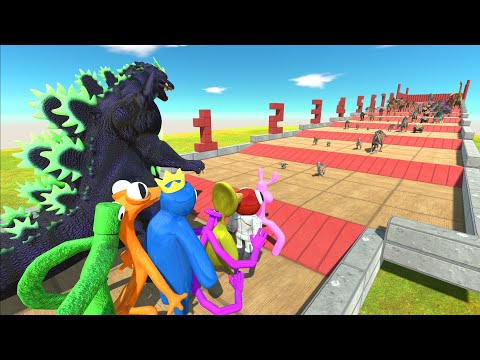 Dinosaurs Climb Challenge | Super Godzilla VS Rainbow Friends - Animal Revolt Battle Simulator