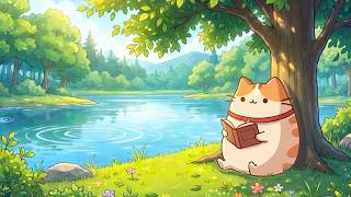 Cozy Riverside with Mochi 🍃 Dreamy Lofi Beats for Studying & Working ✨ Deep Focus