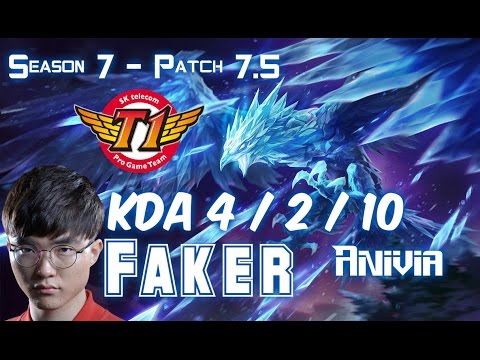 SKT T1 Faker ANIVIA vs JAYCE Mid - Patch 7.5 KR Ranked