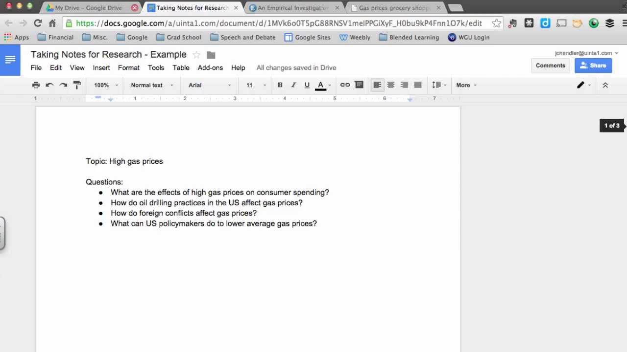 Taking Notes for Research Papers