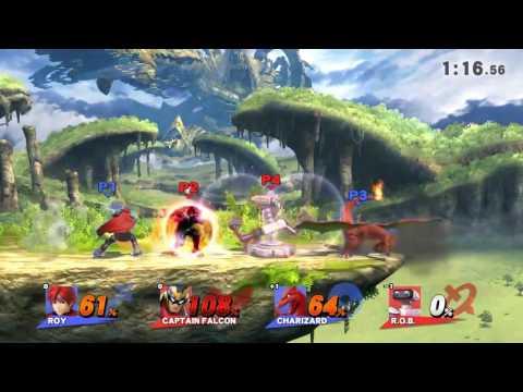 Super Smash Bros WiiU - Roy, Charizard Vs R.O.B, Falcon