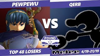 Pound 2019 SSBM - CLG PewPewU (Marth) VS  Qerb (Game & Watch) Smash Melee Top 48 Losers