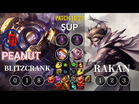 LGD Peanut Blitzcrank vs Rakan Sup - KR Patch 10.23