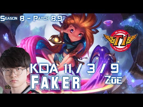 SKT T1 Faker ZOE vs LEBLANC Mid - Patch 8.9 KR Ranked