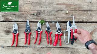 Greenman's complete range of Greenman Secateurs