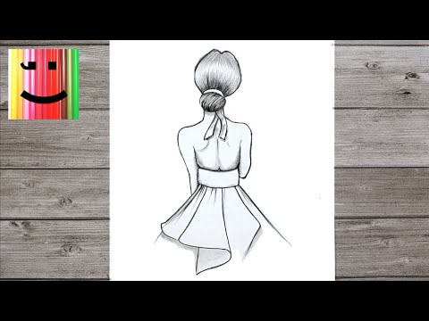 Comment dessiner une fille avec une belle robe pour les débutants | dessin pas à pas