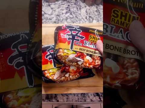 Shin Ramen Black, Beef bone broth. ASMR cooking. #cooking #ramen #quickrecipe