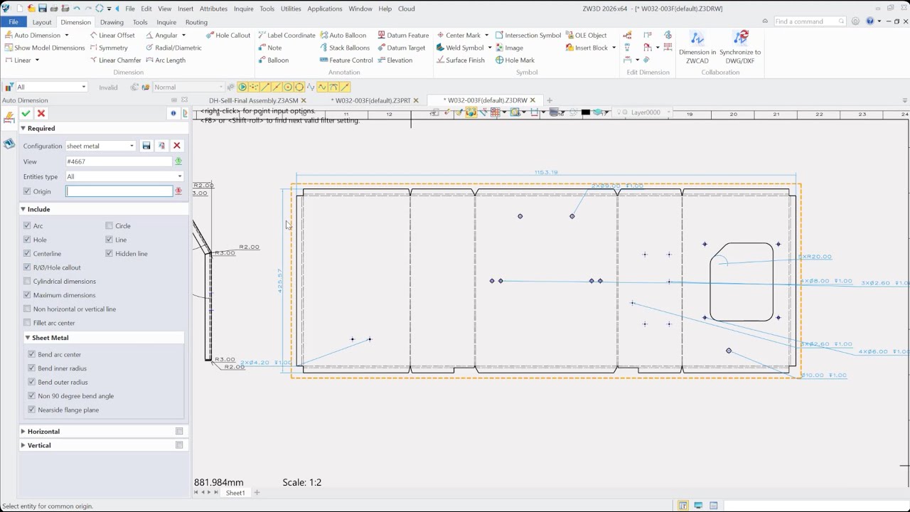 ZW3D - Generazione Automatica del Disegno per Componenti in Lamiera