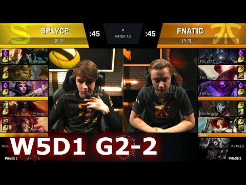 Fnatic vs Splyce | Game 2 S7 EU LCS Spring 2017 Week 5 Day 1 | FNC vs SPY G2 W5D1