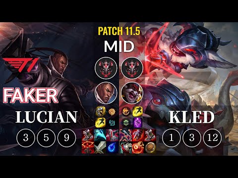 T1 Faker Lucian vs Kled Mid - KR Patch 11.5