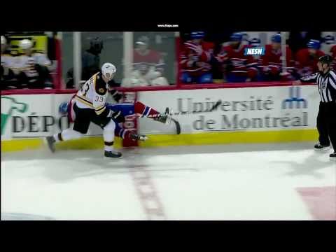 Zdeno Chara Hits Max Pacioretty taken out on Stretcher(March 8 2011)  Bruins Feed 3000kbps
