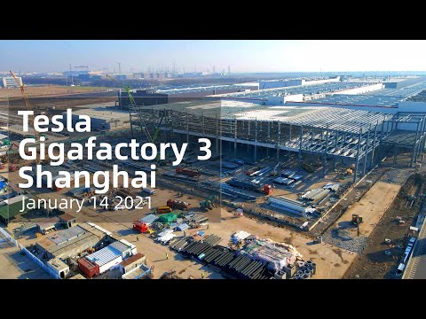 (January 14 2021)  Tesla Gigafactory 3 Shanghai 4K Video