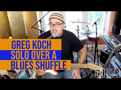 Soloing over a blues shuffle in the style of Albert Collins - with Greg Koch
