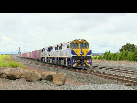 SCT / SBR 7922V Container Freight Train At Gheringhap. Triple VL Class Locomotives - PoathTV