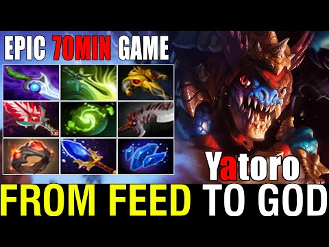OMG Yatoro GOD [Slark] Hard Carry From Feed to GOD ComeBack Battle 70Min Crazy Game |Highlights 7.32