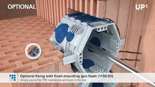 Kaiser UP¹ szerelvénydobozok süllyesztett beépítése tégla falazatokba