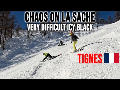 [4K] Skiing Tignes 1550, Chaos on La Sache - Very Difficult Icy Black, France, GoPro HERO13