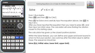 Solving Equations On A Casio fx-CG50 in Run-Matrix