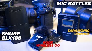 Video thumbnail for Mic Battles -  Saramonic UwMic9 v Shure BLX188 v Rode Wireless Go by C1 Media