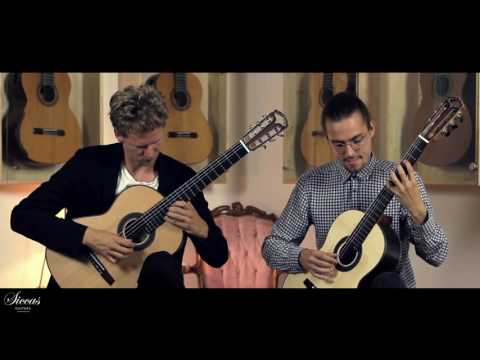 Aros Guitar Duo plays Sonata canonica 2nd Mvt. by M. C. Tedesco on A. Hanika Natural Torres guitars