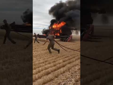 Something you don’t see everyday #fire #combine #scary #insane