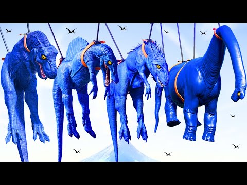 Epic Blue Dinosaurs Fight Isla Nublar in Jurassic World Evolution TRex vs Spinosaurus vs IRex