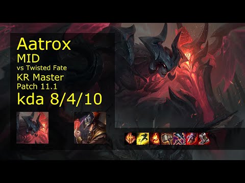 Aatrox Mid vs Twisted Fate - KR Master 8/4/10 Patch 11.1 Gameplay // [롤] 아트록스 vs 트위스티드 페이트 미드