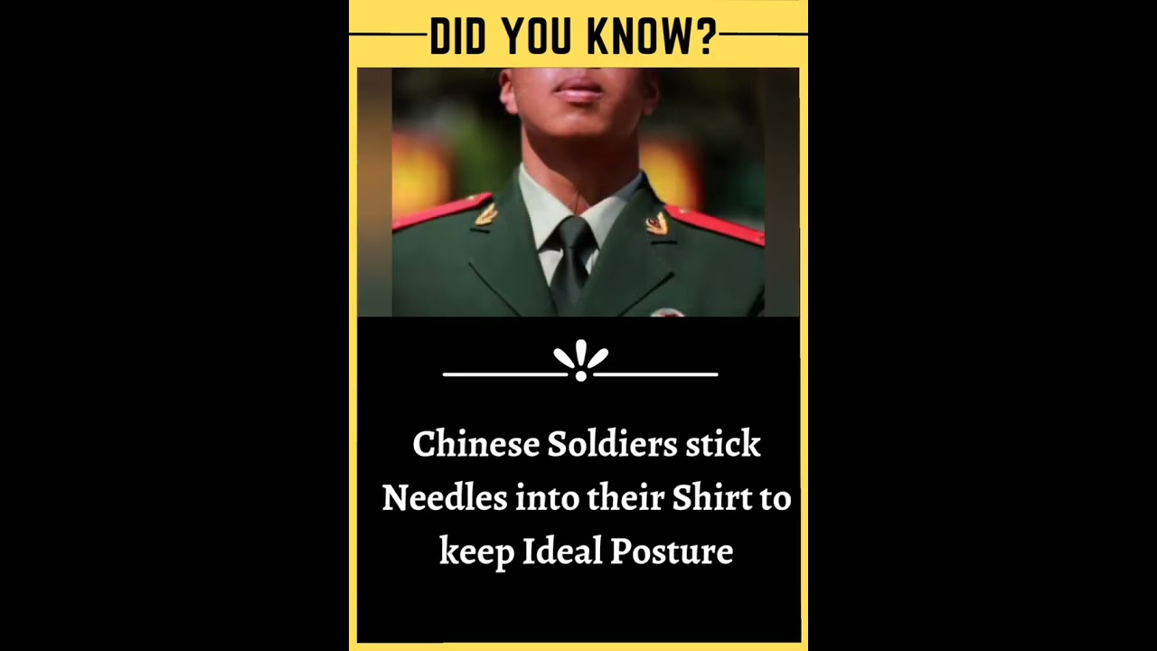 Don’t Look Down! Pins in Shirt collars prick Chinese Soldiers to keep posture